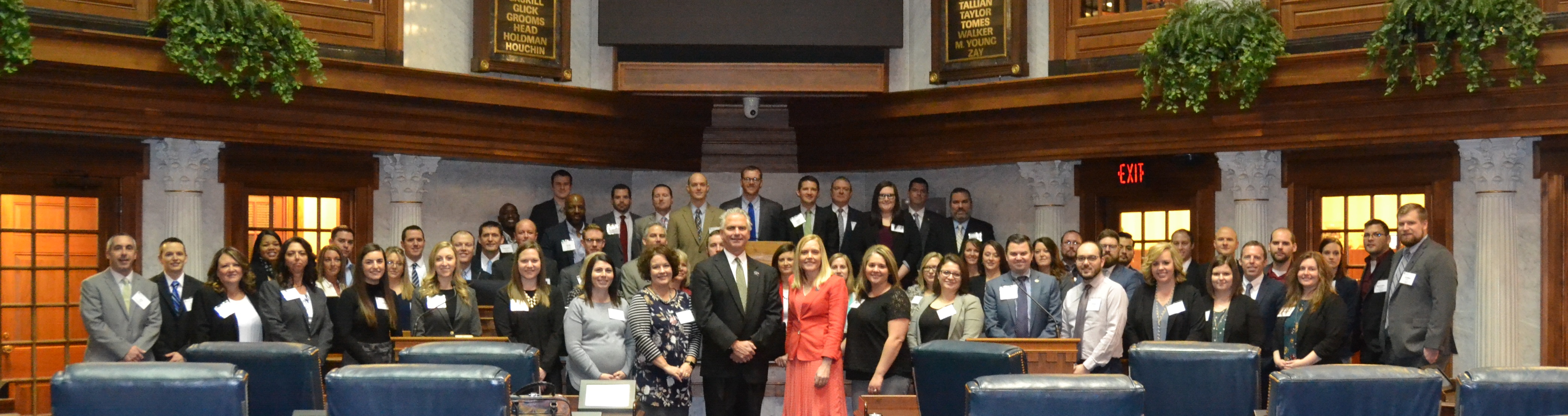 Future Leadership Division members standing in Senate chambers