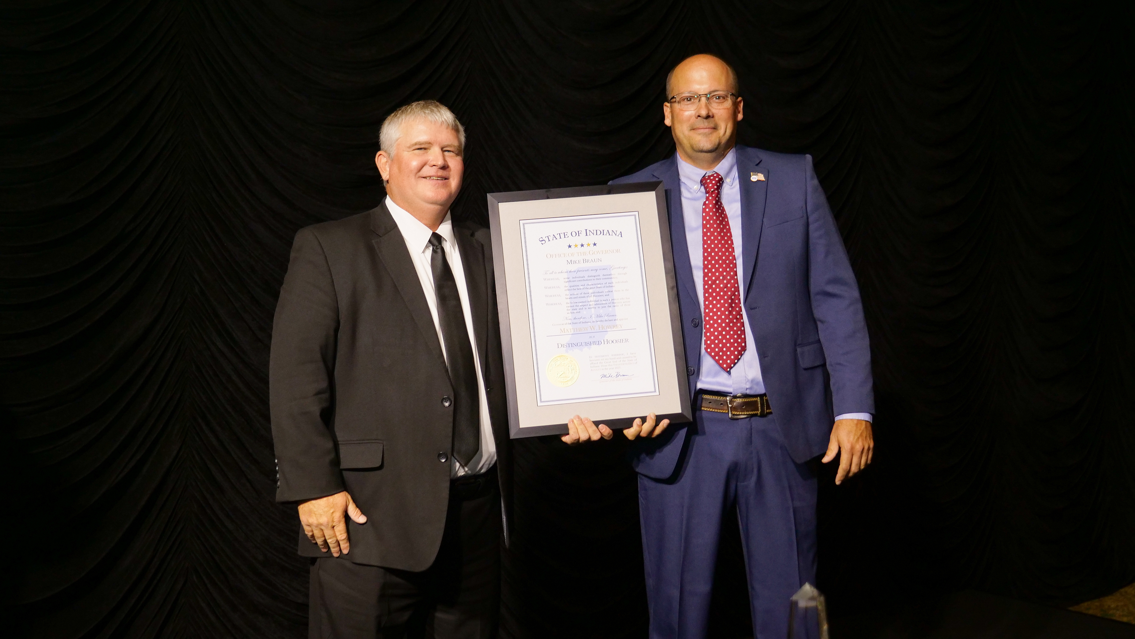 Matt Howrey receives the Distinguished Hoosier Award